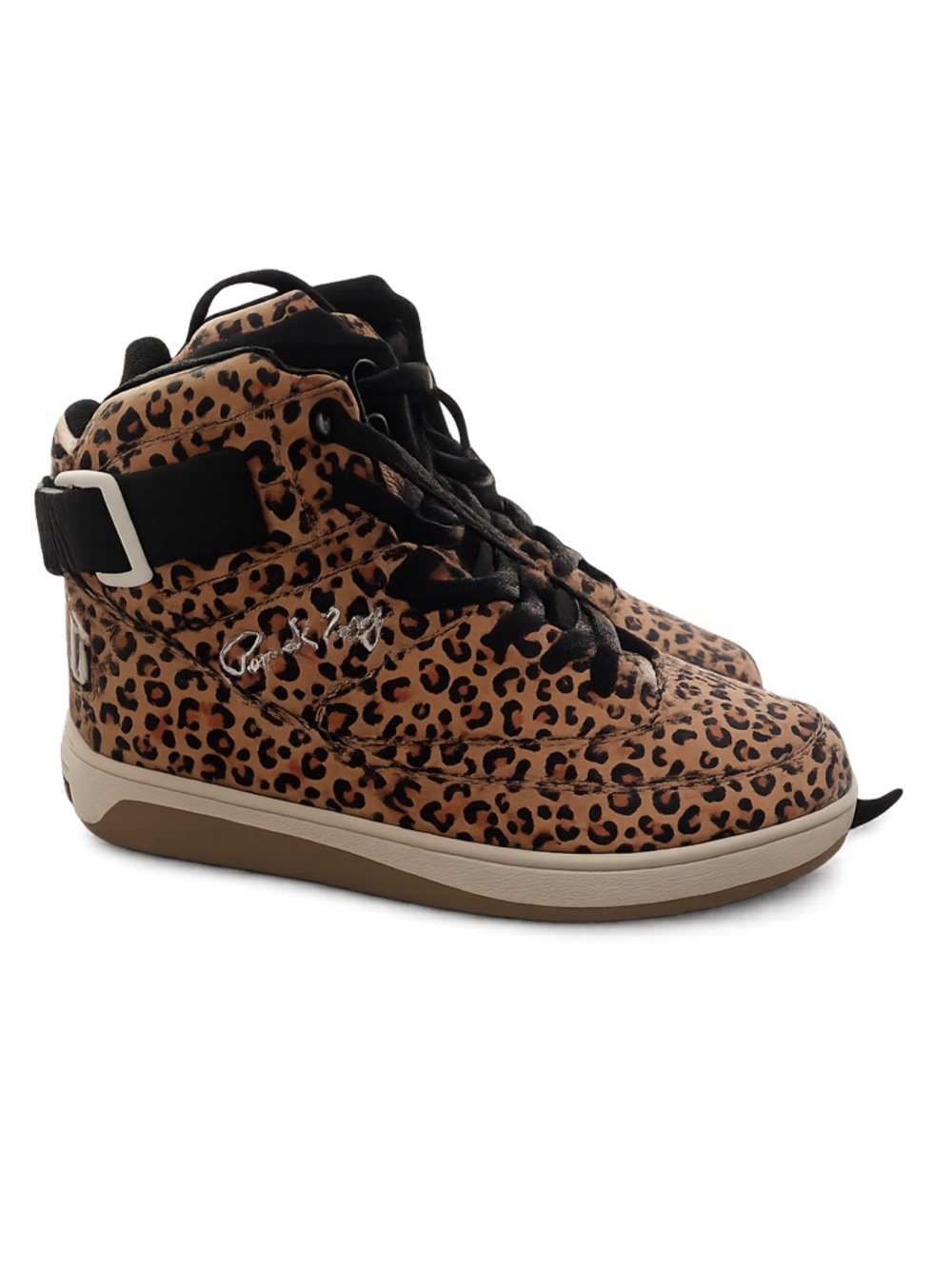 Ewing Women’s Leopard Print High-Top Sneakers 7.5 Brown Black - Picture 2 of 13